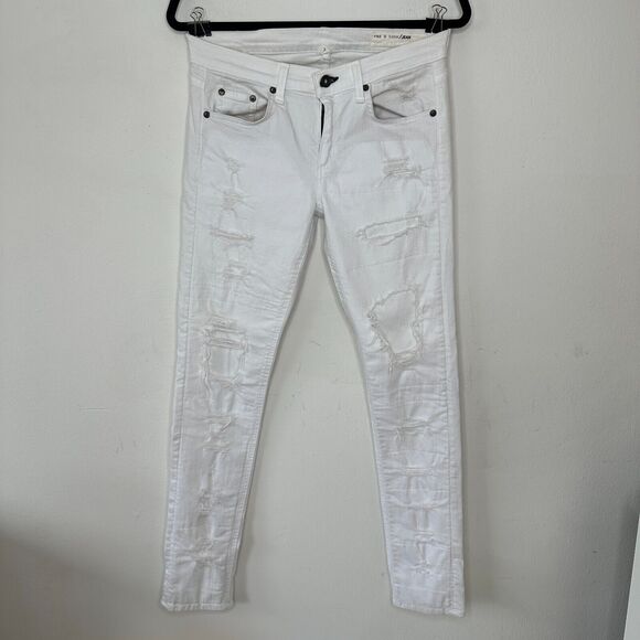 rag & bone White Brigade DRE Distressed Skinny Jean 5 Pocket Stretch Denim 28 - Picture 3 of 13